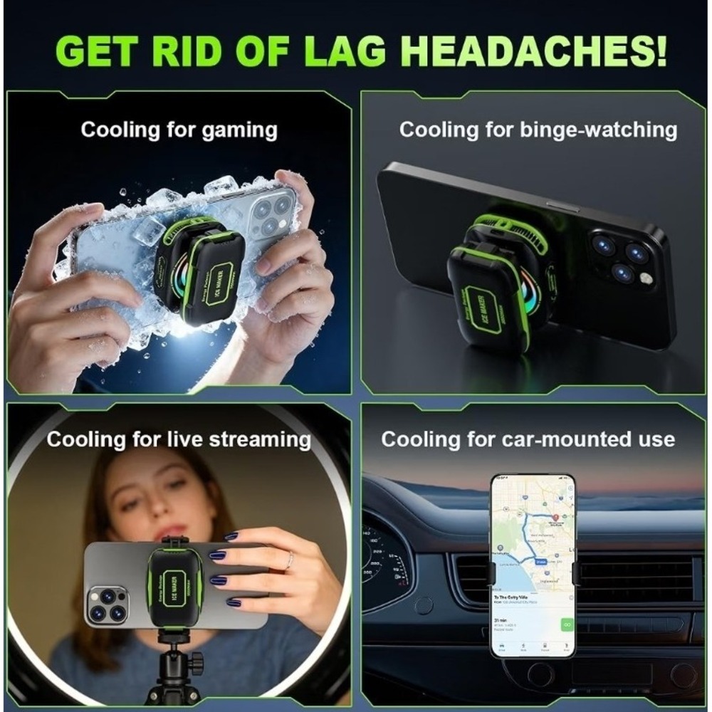 Wireless Phone Cooler for iPhone Android RGB Light Wireless Charging Cooling Fan - Picture 2 of 7